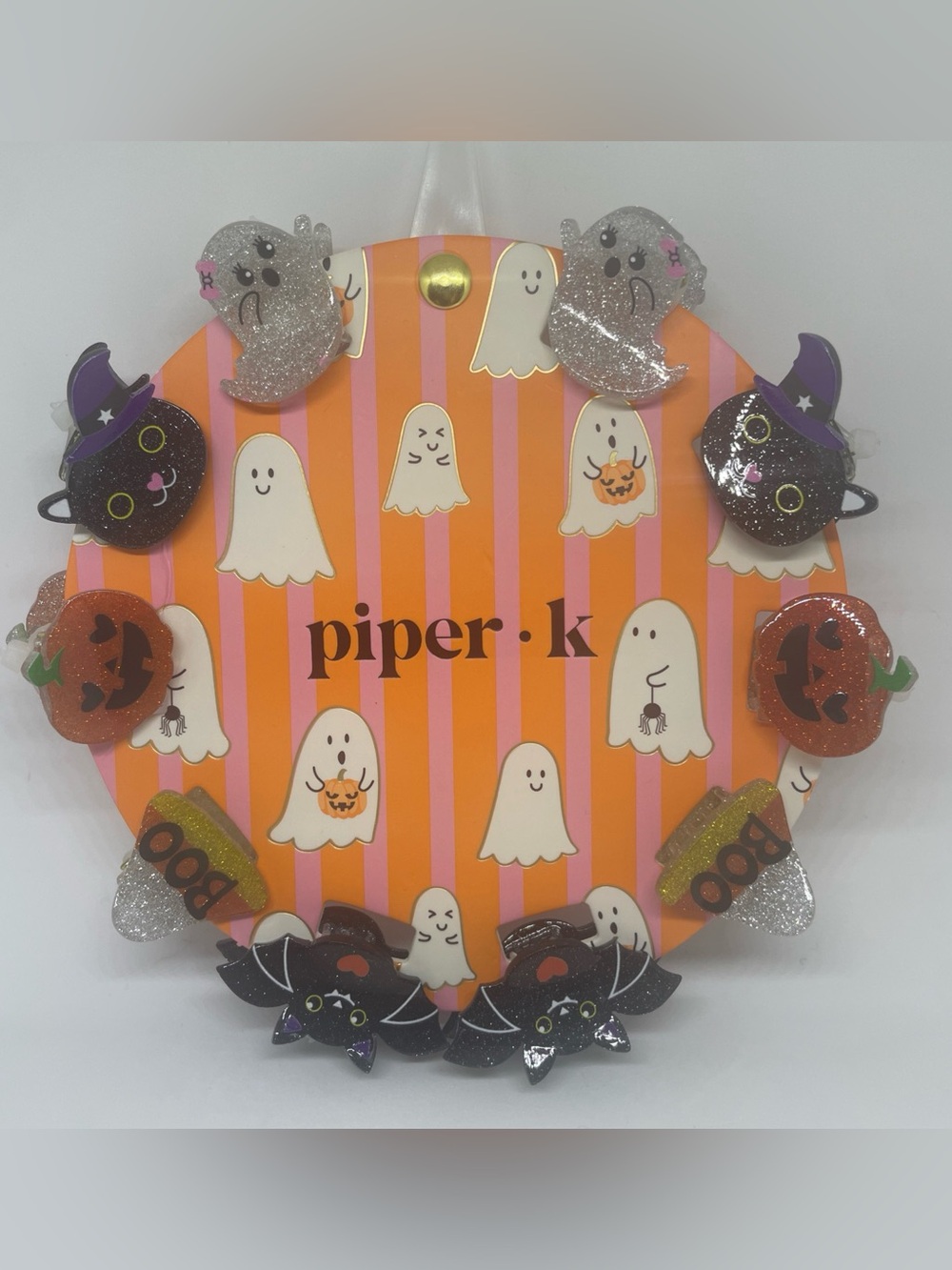 Piper K Sparkle Hair Claw Clips Set of 10 Halloween Ghost Boo Cat Pumpkin NWT